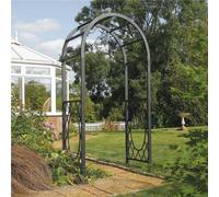 Rowlinson Wrenbury Round Top Steel Metal Garden Arch Grey Pergola Plant Support