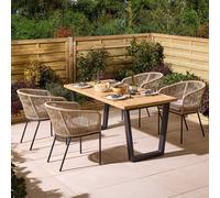 Rowlinsons 1.6m Oslo Four Seater Wooden Dining Set in Brown Rowlinsons Brown