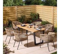 Rowlinsons 1.6m Oslo Six Seater Wooden Dining Set in Brown Rowlinsons Brown