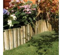 Rowlinson 30 x 180cm 2 Pack Easy Fix Spiked Log Roll Lawn Edging - Size: 30 x 180 x 3cm - Natural - Wilko