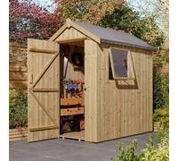 Rowlinsons 4' x 6' Signature Heritage T&G Single Door Apex Shed with Assembly in Brown Rowlinsons Brown