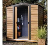 Rowlinsons 6x5 Woodvale Metal Apex Shed with Floor Including Assembly in Brown Rowlinsons Brown