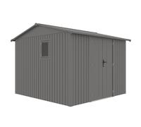 Rowlinson Brentvale 10X10 Premium Apex Metal Shed With Foundation Kit & Assembly, Grey