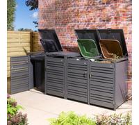 Rowlinsons Chelsea Quadruple Bin Store with Assembly - Steel - L81xW265xH116.5 cm in Black Rowlinsons Black