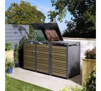 Rowlinsons Chelsea Triple Bin Store with Assembly - Steel - L81xW200.5xH116.5 cm in Grey Rowlinsons Grey