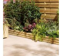 Rowlinson 18 x 100cm 2 Pack Horizontal Half-Round Log Lawn Edging - Size: 18 x 100 x 6cm - Natural - Wilko