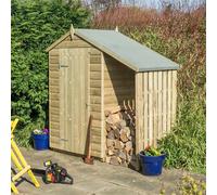 Rowlinsons Oxford 4x3 Shed with Lean To - Timber - L95 x W194 x H195 cm - Natural in Brown Rowlinsons Brown
