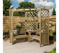 Rowlinsons Pemberley Corner Arbour, Timber, L188 x W188 x H206cm, Natural Finish in Brown Rowlinsons Brown