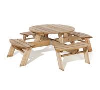 Rowlinsons Round Picnic Table - L120 x W200 x H72 cm in Brown Rowlinsons Brown