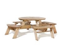 Rowlinsons Round Picnic Table with Assembly - L200 x W200 x H72 cm in Brown Rowlinsons Brown