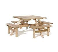 Rowlinsons Square Picnic Table with Assembly - L198 x W198 x H75 cm in Natural Rowlinsons Natural