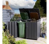 Rowlinsons Wimbledon Double Bin Store with Assembly - L81xW132.5xH116.5 cm in Dark Grey Rowlinsons Dark Grey