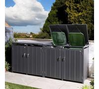 Rowlinsons Wimbledon Quadruple Bin Store with Assembly - L81 x W265 x H116.5 cm in Dark Grey Rowlinsons Dark Grey