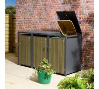 Rowlinsons Wimbledon Triple Bin Store with Assembly - L81 x W200.5 x H116.5 cm in Dark Grey Rowlinsons Dark Grey