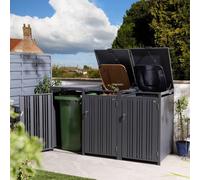 Rowlinsons Wimbledon Triple Bin Store with Assembly - L81 x W200.5 x H116.5 cm in Dark Grey Rowlinsons Dark Grey
