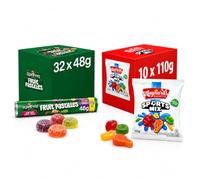 Rowntree Fruit Pastilles Rolls 48g x32 & Maynards Bassetts Sports Mix 110g x10 - Bulk Value Pack Mixed Gummies/Sweets Bundle