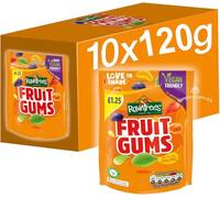Rowntree's Fruit Gums Sweets Sharing Bags, Vegan Friendly Pouch 120g Pack of 10, Multipack Bulk Candy