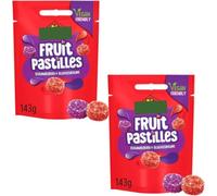 Rowntree's Fruit Pastilles Strawberry & Blackcurrant Sweets Sharing Bag, Chewy Fruit Flavoured Sweets, 143g (Pack of 2)