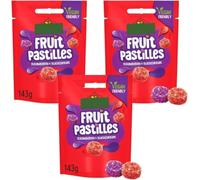 Rowntree's Fruit Pastilles Strawberry & Blackcurrant Sweets Sharing Bag, Chewy Fruit Flavoured Sweets, 143g (Pack of 3)