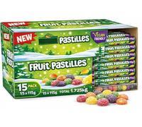 Rowntree's Fruit Pastilles Tube 15 x 115g Bundle Chewy Gummy Sweets Blackcurrant, Strawberry, lime, Lemon and Orange Flavoured Sweets Contains Fruit Juice