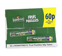 Rowntrees Fruit Pastilles Vegan Sweets Tubes 50g x 32 Rolls Pmp (32 Rolls (1 Case))
