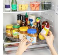 ROWNYEON Lazy Susan Turntable Organiser for Fridge,16.5'' Clear Rectangular Fridge Organisers Storage, Rotating Spice Rack, Fridge Lazy Susan Organiser for Cabinet Table Pantry Kitchen Countertop