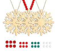 ROWOOD 24Pcs Snowflake-Shaped Wooden Ornaments - Basswood DIY Kit for Winter, Christmas & Holiday Crafts