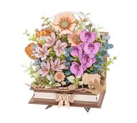 ROWOOD 3D Wooden Puzzle Flowers, Wooden Blooming Book, DIY Bouquet Model Kit, Creative Craft Kits for Adults, Decorative Flower Puzzle, Craft Gifts for Women Men