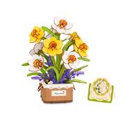 Rowood Artificial Flowers Daffodil Bouquet, 3D Puzzle DIY Wooden Flower, Model Kits to be Assembled, Craft Set for Adults, Home Décor and Birthday Gift Kit