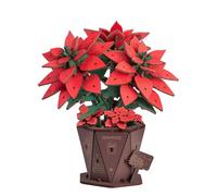 rowood Artificial Poinsettia Flower Kit TF001, 3D Puzzle DIY Wooden Flower, Model Kits to be Assembled, Craft Kit for Adults Kids, Christmas Table Decor Wooden Craft Gift Toy Gift Kit