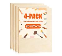 ROWOOD Wooden Canvas for Painting, Canvas Panels 20x25cm/8x10in-4pcs, Unfinished Birch Wood Canvas, Blank Wooden Painting Panels Art Craft Board for Oil Acrylic Pouring Wood Burning