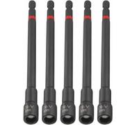 ROWORKX 8mm Nut Driver Bit for Impact Driver 150mm Long Reach Magnetic 5pc | 1/4" Hex Shank Deep Socket Nut Setter, 6-Point CR-V Steel, Metric, for Power Drill & Auto Repair & Woodworking & Roofing Nuts