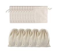 Rowwait 15pcs Cotton DrawstringBags,Double DrawstringCotton ClothBag,8 * 10cm Reusable Fabric Bags Small Canvas Drawstring Bags Cotton MuslinBags for Candy Jewelry Wedding Christmas Party DIY Craft