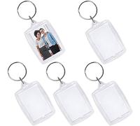 Rowwait 5pcs Blank Acrylic Photo Keyring Double Sided Blank Insert Photo Keychain,Personalised Photo Key Fob,Clear Photo Key Rings with Split Ring,Small Picture Frames for Friends,Family,Gifts&Craft
