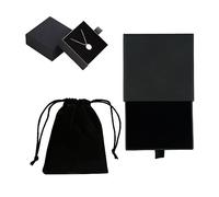 Rowwait Portable Jewellery Packaging Box with Velvet Bag,Plenty of Storage Space Jewellery Box,Portable Jewellery Box,Modern Style with Lid Square Jewellery Packaging Boxes give Loved Ones(Black)