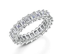 ROX Emerald Diamond Full Eternity Ring Polished Platinum Luxury Hallmarked Claw Set Emerald Cut Diamonds 950 Platinum
