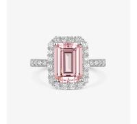 ROX Love Morganite & Diamond Halo Ring Platinum Luxury Claw Set 950 Platinum