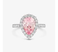 ROX Love Morganite & Diamond Halo Ring Platinum Luxury Claw Set 950 Platinum