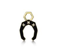ROX LOX Black Enamel Diamond Horseshoe Charm Stylish Enamel In ROX Luxury Packaging Luxury - Yellow Gold - Plated Metal