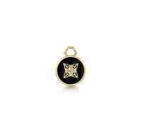 ROX LOX Diamond Black Enamel Disc Charm Enamel Hoop Earrings In ROX Luxury Packaging Luxury - Yellow Gold - Plated Metal