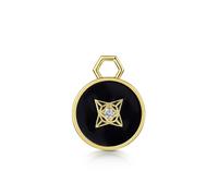 ROX LOX Diamond Black Enamel Disc Charm Enamel In ROX Luxury Packaging Luxury - Yellow Gold - Plated Metal