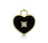 ROX LOX Diamond Black Enamel Heart Charm Heart Enamel In ROX Luxury Packaging Luxury - Yellow Gold - Plated Metal
