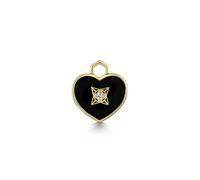 ROX LOX Diamond Black Enamel Heart Charm Heart Enamel In ROX Luxury Packaging Luxury - Yellow Gold - Plated Metal