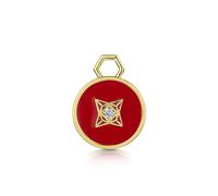 ROX LOX Diamond Red Enamel Disc Charm Enamel In ROX Luxury Packaging Luxury - Yellow Gold - Plated Metal