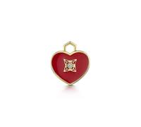 ROX LOX Diamond Red Enamel Heart Charm Heart Enamel In ROX Luxury Packaging Luxury - Yellow Gold - Plated Metal