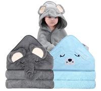 ROXANEPIG 2 Pack Hooded Baby Towel - Premium Soft Bath Towel for Bathtub for Babie, Newborn, Infant - Ultra Absorbent, Natural Baby Stuff Towel for Boy and Girl (Elephant & Dog)