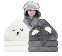 ROXANEPIG 2 Pack Hooded Baby Towel - Premium Soft Bath Towel for Bathtub for Babie, Newborn, Infant - Ultra Absorbent, Natural Baby Stuff Towel for Boy and Girl (Elephant & Bear)