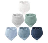 ROXANEPIG 6 Pack Muslin Baby Bibs for Boys Girls, Soft Cotton Baby Drool Bibs, Drooling and Teething Bibs for Infant, Newborn (A)