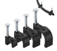 Roxanex 400Pcs 4 Sizes Black Cable Clips, Strong Wall Clips 4mm-10mm for Ethernet & More