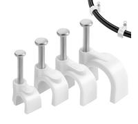 Roxanex 400PCS 4 Sizes Cable Clips White Cable Nail Clips, Strong Electrical Cable Wall Clips Wire Tidy Clips 4mm 6mm 8mm 10mm for Ethernet Cable Telephone Line TV USB Cable